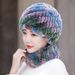 Women's Rex Rabbit Fur Knit Hat & Scarf Set – Winter Warm Spiral Pineapple Beanie With Adjustable Neck Warmer_voghion.com