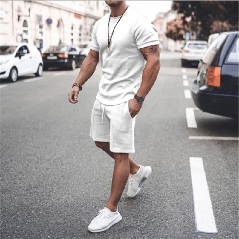 Men's short-sleeved shorts two-piece sports and leisure suit_voghion.com