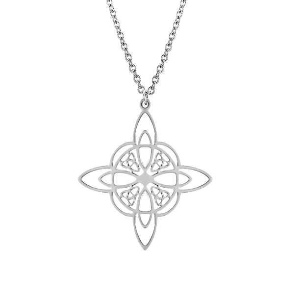 Collana in acciaio al titanio con nodo celtico nordico eterno a triangolo, stile neutro, ciondolo d'arte di nicchia semplice e senza genere_voghion.com