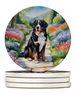 Bernese Mountain Dog Spring Path Large Sandstone Coasters Pack Of 4 Absorbent Round Coasters Decor Gifts For Men Or Women, 4 In, Multicolor_voghion.com