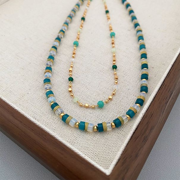 Collier de perles en pierre naturelle pour femmes, style européen et américain, polyvalent, léger, luxe, haut de gamme, chaîne de clavicule empilée, vente en gros_voghion.com