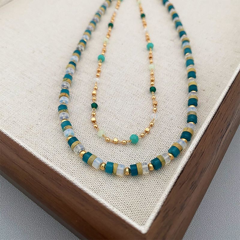 European and American ins new natural stone beaded necklace women's fashion versatile light luxury high-end stacked clavicle chain wholesale_voghion.com