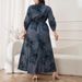 Robe d'été grande taille tendance, imprimé floral, col en V, coupe trapèze, mi-longue, en mélange de coton et lin respirant, élégante tunique décontractée, tenue de vacances_voghion.com