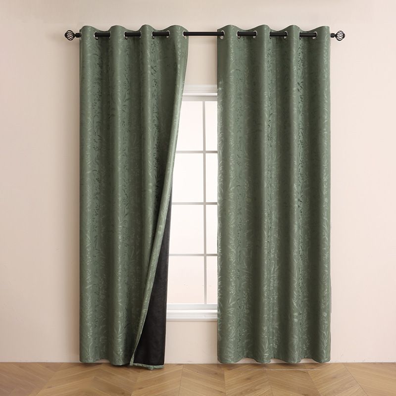 Sommer-Verdunkelungsvorhänge – bestickte olivgrüne Thermovorhänge für Schlafzimmer und Wohnzimmer (fertig konfektioniert, 100 % lichtundurchlässig, UV-Schutz)_voghion.com