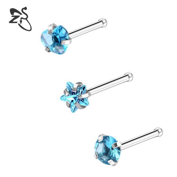 Women's Jewelry Stainless Steel Zircon Nose Nails Star Shaped Right Angle Titanium Steel Nose Jewelry Set Piercing Jewelry_voghion.com