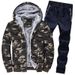 Fleece Men's Tracksuit Hoodie Suit Slim And Thick Warm Camouflage Suit_voghion.com