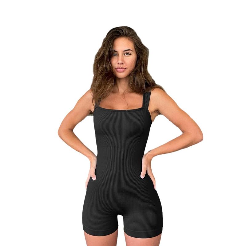 Women's Clothing Personalized Yoga Jumpsuit Abdomen Ribbed Square Neck Sports Corset High Elastic Yoga Sports Jumpsuit_voghion.com