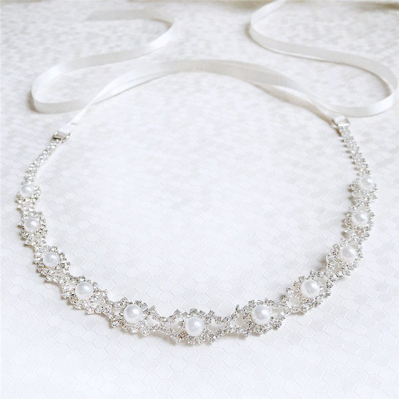 Fashion crystal headband simple jewelry temperament inlaid pearl wedding bridal headdress Hair band_voghion.com