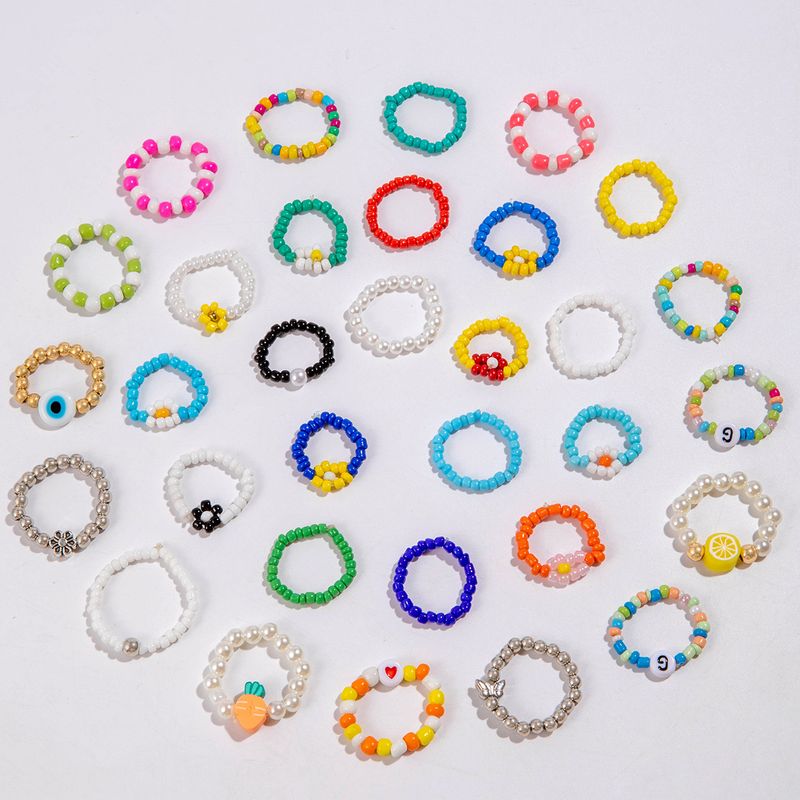 Anelli elastici a forma di carota con perline di riso colorate in stile giapponese e coreano, colore fresco, 10 pezzi, lotto misto_voghion.com