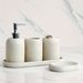 5pcs Bathroom Set: Soap Dispenser, Mouthwash Cup, Toothbrush Holder, Soap Dish, Tray With Yellow Sandstone Pattern_voghion.com