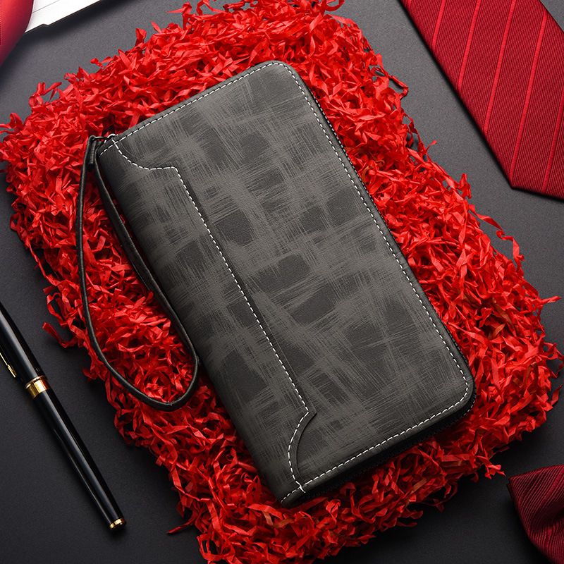 Herrenbrieftasche Herren Lange Brieftasche Herren Reißverschluss Clutch Multifunktionale Handy-Clutch mit großer Kapazität_voghion.com