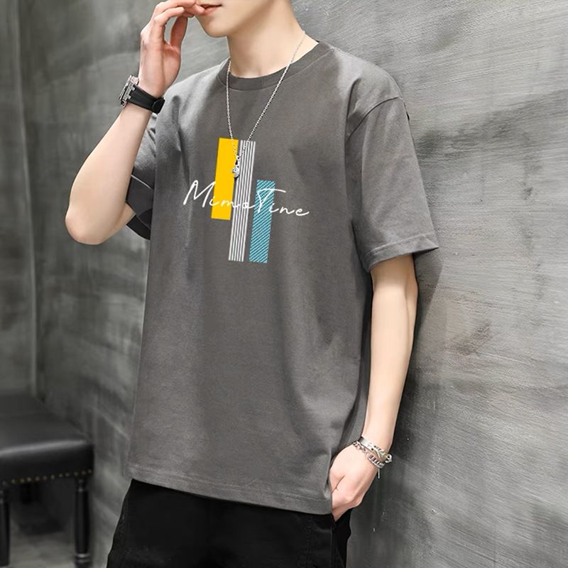 Kurzarm-T-Shirt für Herren, lässiger Buchstabe, sportliches T-Shirt im Western-Stil, dünn und schön, vielseitiger Rundhalsausschnitt, trendiges T-Shirt für Männer_voghion.com