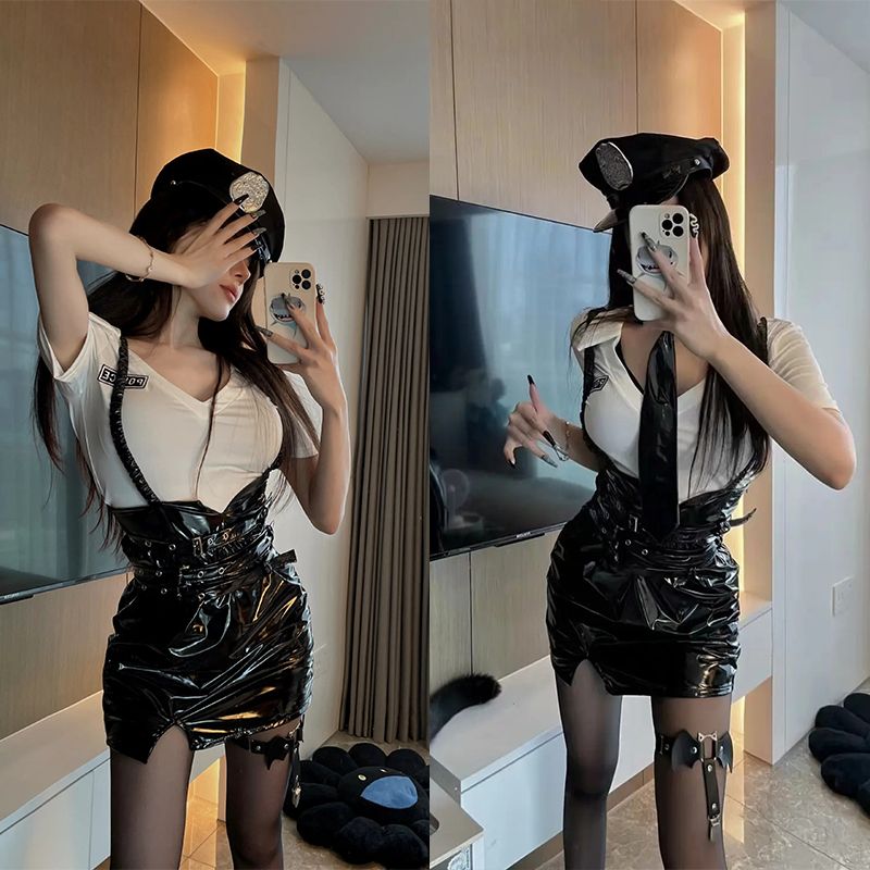 Sexy Erwuessen, Dammähnlech Fra, Kostüm, Rock, Eng Stewardess, Uniform, Sekretärin, Outfit, Polizistin, Roll, Pling_voghion.com