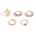 Set di anelli a forma di serpente con diamanti intarsiati in lega di gioielli esagerati, 5 pezzi, anelli a strati per donne_voghion.com