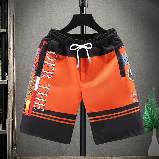 New Summer Printed Men Wear Ice Shorts Casual Quick Drying Trendy Beachwear Large Cropped Pants_voghion.com