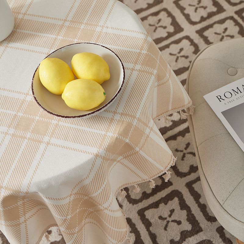 Brown Checkered Cotton-Polyester Tablecloth – Rustic & Stylish Cover For Dining & Coffee Tables | Heat-Resistant & Anti-Slip (60×60cm/90×90cm)_voghion.com