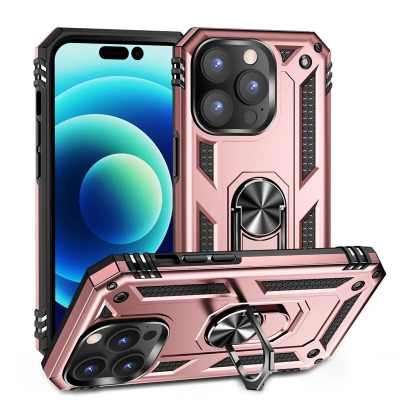 Magnetic Shockproof Armor Case For iPhone 14 13 12 11 Pro Max X XR 8 Plus SE 2020 2022 14Pro ProMax Anti Shock Ring_voghion.com