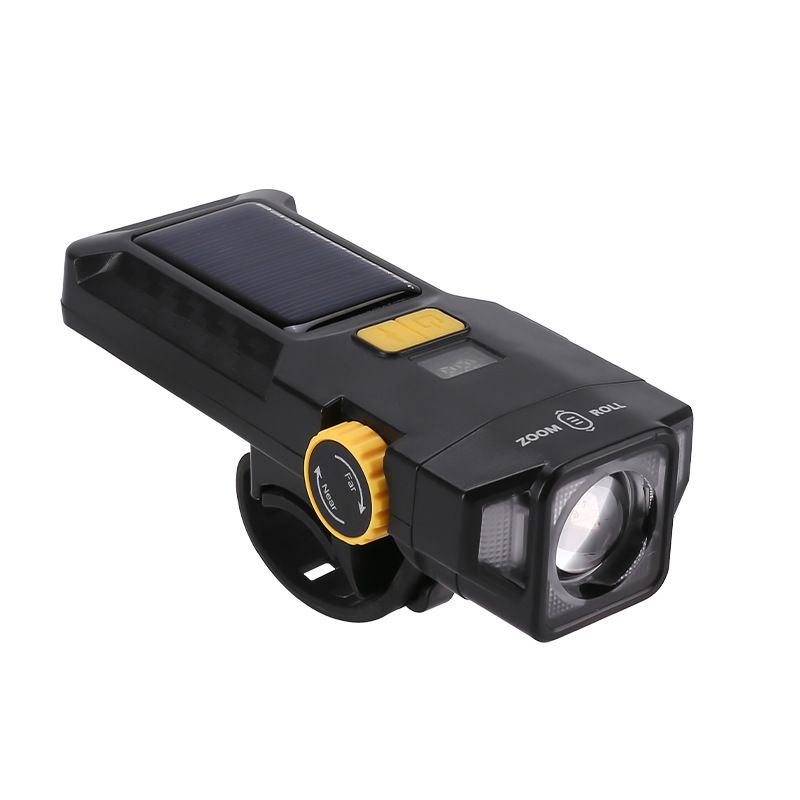 New Solar-Powered Rechargeable Digital Display Headlamp With Adjustable Zoom And High/Low Beam, White Laser Night Riding_voghion.com