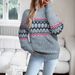 Women's Clothing Women's Chunky Knit Sweater With Snowflake Pattern, Semi-Turtleneck Loose Fit Casual Pullover, Soft & Warm Winter Wear_voghion.com
