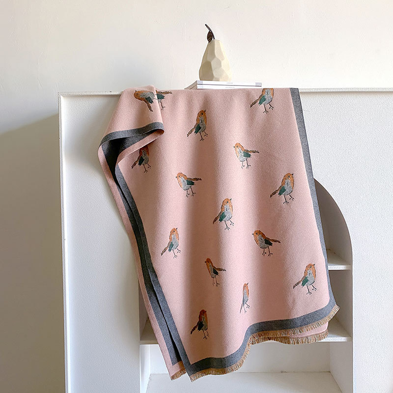 Korean version women's  cashmere 2023 bird air conditioning shaw with thickened warm scarf for a uxurious_voghion.com