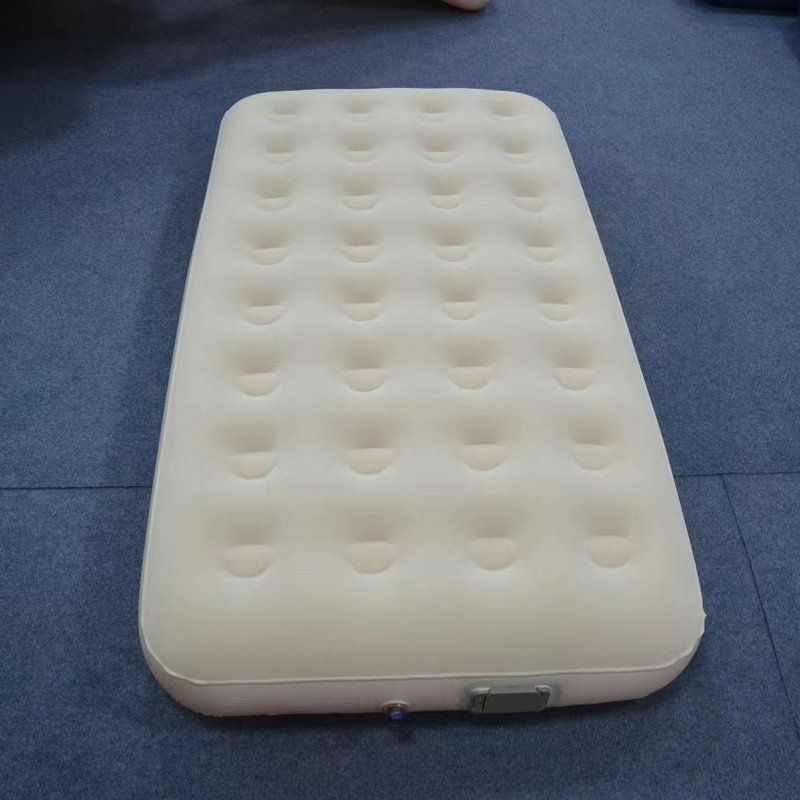 PVC Heightened Thickened Flocked Automatic Inflatable Home Double Air Cushion Bed Nap Folding Mattress_voghion.com