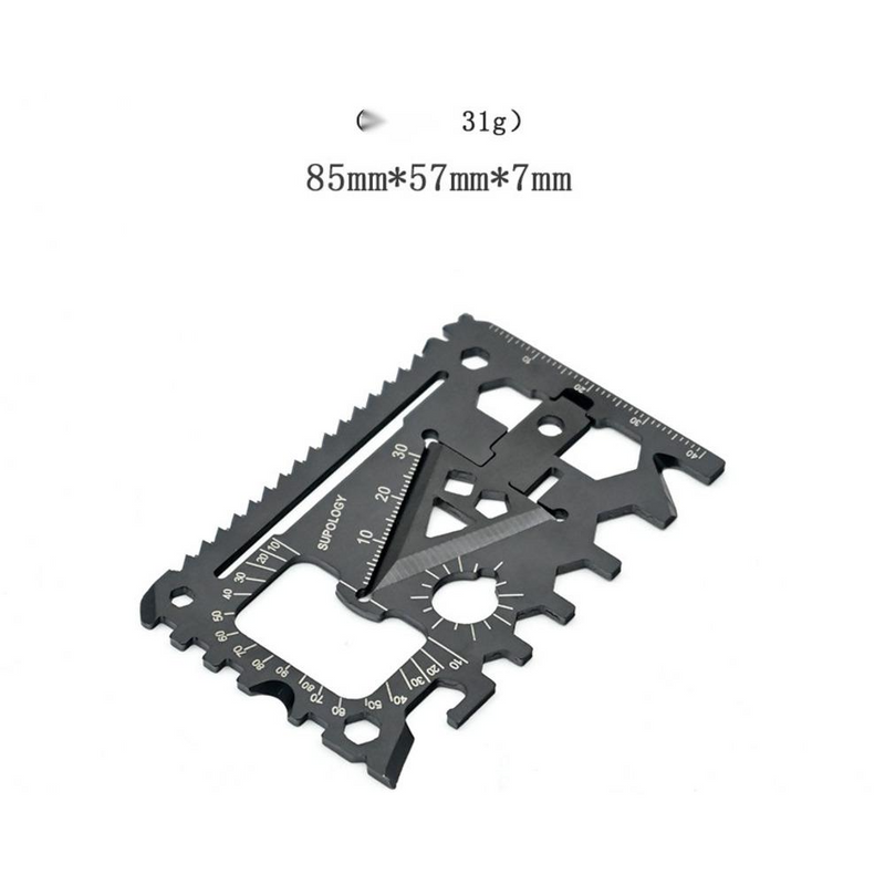 Outil de survie 18 en 1 pour cartes de crédit – Outil multifonction ultra-fin avec couteau, tournevis et règle | Équipement EDC compact pour portefeuille ou sac de survie_voghion.com