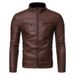 Spring And Autumn Thin Men's Stand-up Collar Double Zipper Pu Leather Jacket Large Size Locomotive Leather Jacket_voghion.com