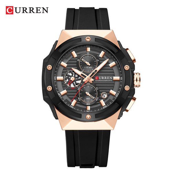 Orologio da uomo Curren 8462 Calendar con sei lancette e cinturino al quarzo, alla moda, con lancetta dei secondi_voghion.com