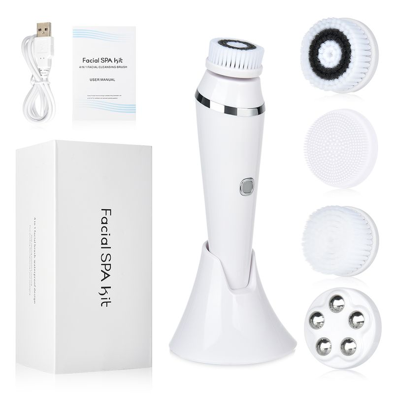1 4 In Spazzola per la pulizia del viso Detergente elettrico per il viso Apparecchi di bellezza Spazzola per lavaggio sonica Cura della pelle Viso Cl_voghion.com