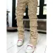 Men's Skinny Fringe Hip-hop Edge Elastic Patch Punk Rock Long Tight Fit Stacked Jeans Denim Pants Blue Pink_voghion.com