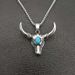 Collana con ciondolo a forma di testa di toro in acciaio al titanio e turchese lucido, stile punk_voghion.com