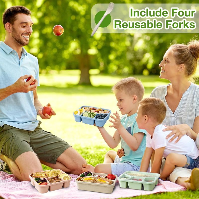 Lot de 4 boîtes à bento écologiques en paille de blé_voghion.com