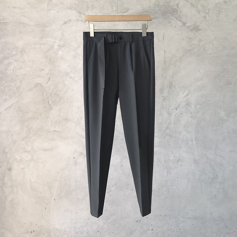 Muška odjeća Muške proljetne i jesenske drapey hlače s devet točaka, poslovno ležerne, korejski stil, moderne ležerne muške ravne široke odijelo hlače_voghion.com