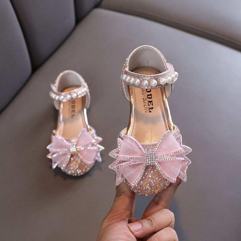 Girls Bow Princess Girls One-shoe Leather Shoes Half Sandals_voghion.com
