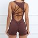 Ins Ruched Peach Butt Shaping Yoga Back Hollow Sexy One-Piece Shorts Bodysuit_voghion.com