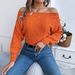 Autumn Winter Casual Solid Color Off-Shoulder Long Sleeve Pullover Sweater Women's Fashion_voghion.com