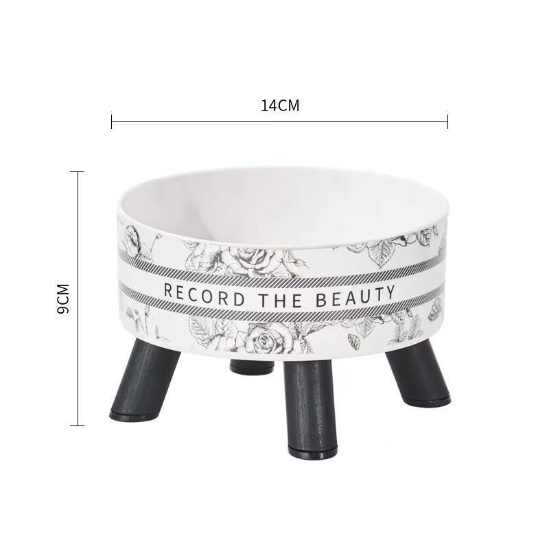 Pet High Footed Dog Pet Stainless Steel Slip And Anti Knock Cat Bowl, Can Be Labeled With Patterns_voghion.com
