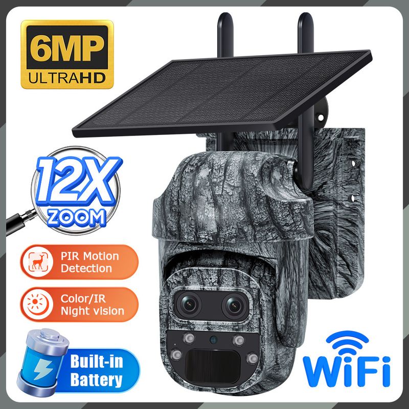 Low Power Consumption 4G Solar Camouflage Camera 12x Zoom 6 Million HD Night Vision Camera_voghion.com