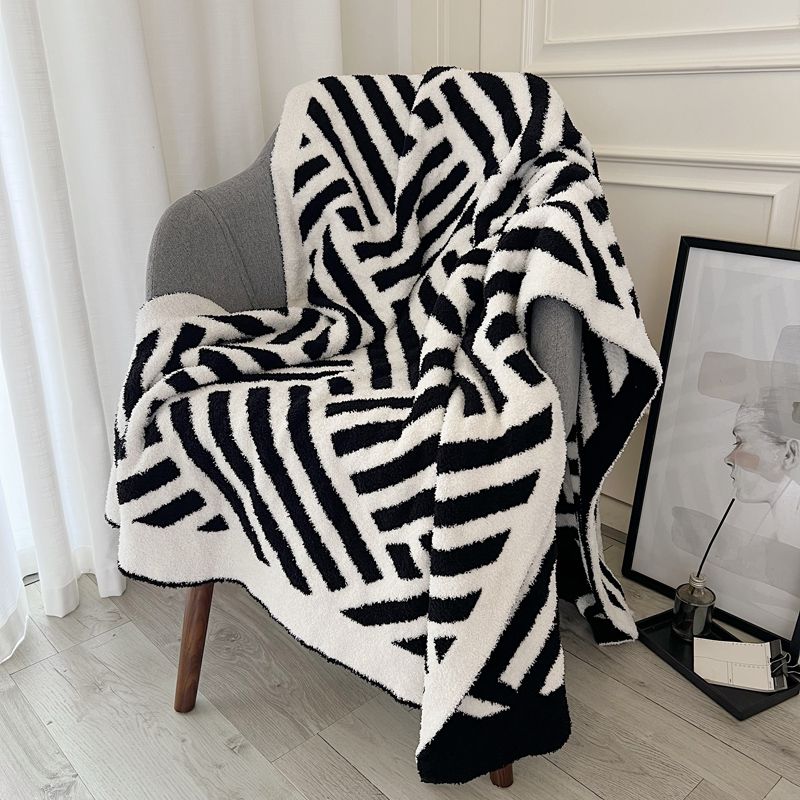 Nuovo tappeto effetto camoscio 2025, copridivano bianco e nero_voghion.com