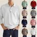 2023 Herbst Langarm V-Ausschnitt Knopf Herren Casual Top Poloshirt_voghion.com