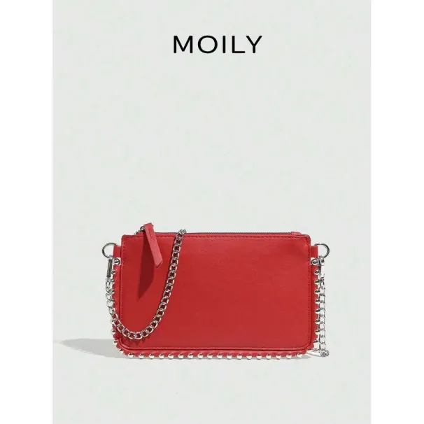 Borsa a tracolla con catena quadrata piccola e perline, da donna, con portamonete_voghion.com