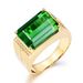 New Domineering Plated Color Inlaid With Emerald Rectangular Ring, Men's Living Ring_voghion.com