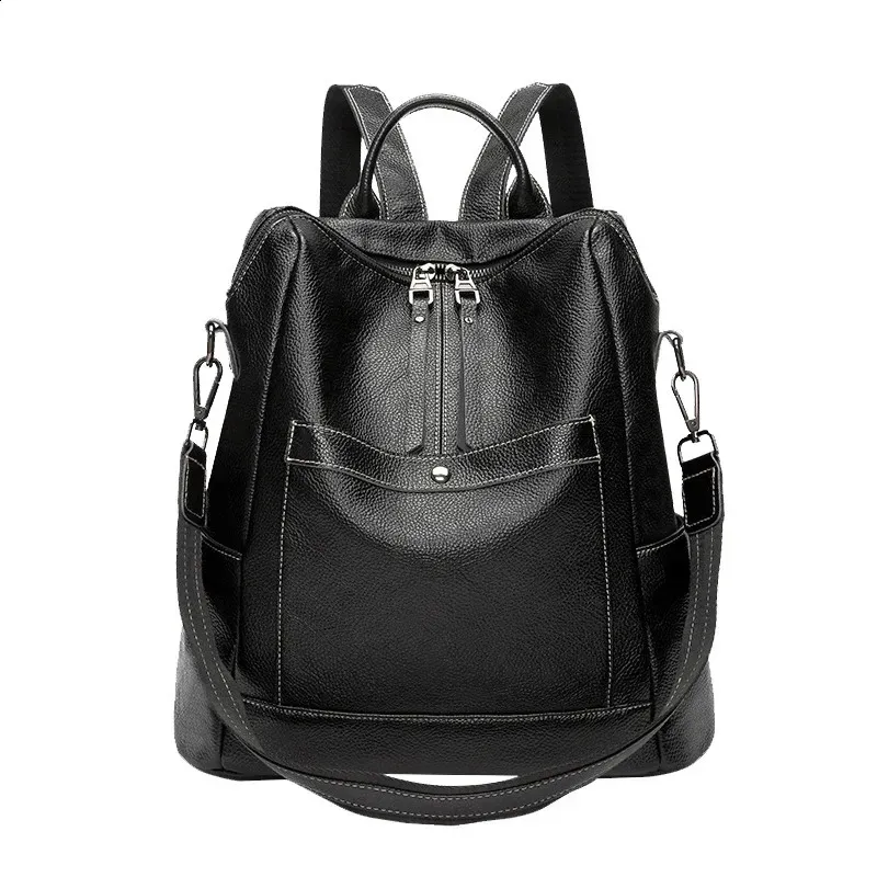 Damenrucksack aus echtem Leder, großes Fassungsvermögen, modische, lässige Schultertasche aus weichem, hochwertigem Rindsleder, faltbar, für Mädchen_voghion.com