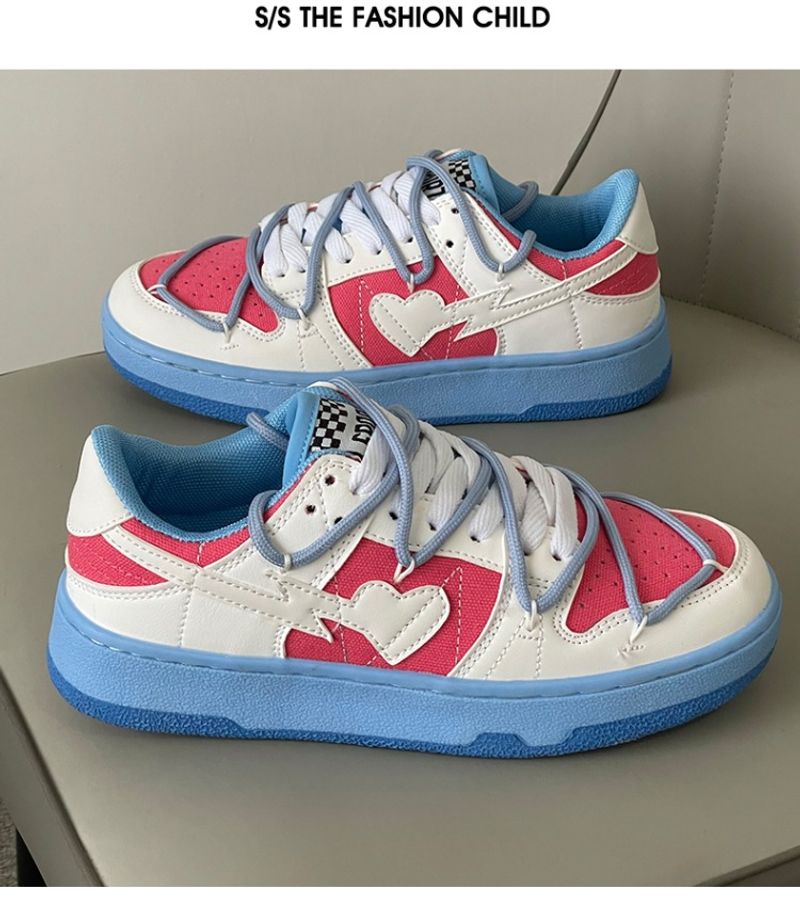 Damesschoenen Nieuw Ins Net Rood Boardschoenen Haze Blauw Street Shot Liefde Ademende Studenten Vrijetijds Sportschoenen Heren en Dames Trend_voghion.com