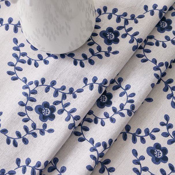 Nappe florale nordique en coton et polyester – Élégante et fonctionnelle pour les tables à manger et les tables basses (résistante à la chaleur, antidérapante, anti-poussière, motif floral beige)_voghion.com