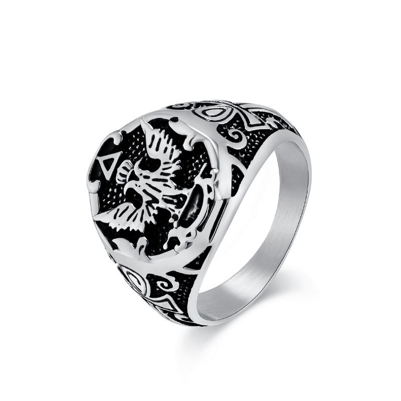 Doppeladler-Ring aus Edelstahl im Retro-Stil, Persönlichkeit, Ankh-Kreuz, Amulett, Handschmuck_voghion.com