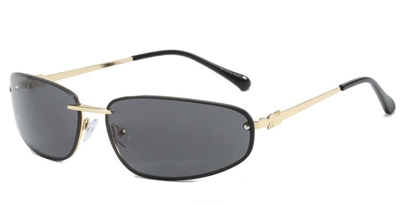 Oval Rahmenlose Y2K Luxus Sonnenbrille Marke Design High-end-Styling Punk Sonnenbrille Outdoor Retro Persönlichkeit Sonnenbrille Frauen_voghion.com