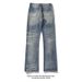 Men's Retro Flared Jeans | Lightning Wash Distressed Denim Pants | Relaxed Straight-to-Bootcut Fit For Streetwear & Casual Style_voghion.com