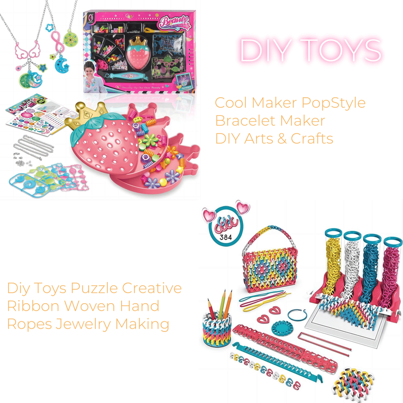 2 SET OF Diy Toys Puzzle Creative Ribbon Woven Hand Ropes Jewelry Making Jewellery Craft Kit - Creative Cases Childrens Bracelet And Necklace Making Kit Girls Toys Gifts_voghion.com