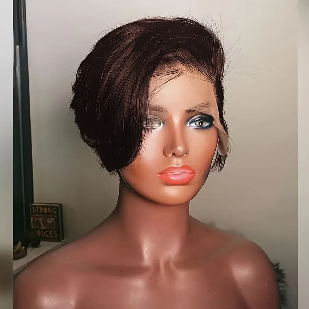 Parrucca Bob Corta Lisci Taglio Pixie 13x4 Parrucca Frontale in Pizzo Bob Parrucche di Capelli Umani per Donne Parrucca di Capelli Umani Remy_voghion.com